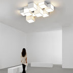 Contemporary Scandinavian Rubik's Cube Square Rectangle Iron Acrylic LED Flush Mount Ceiling Light For Bedroom