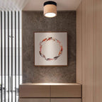 Modern Minimalist Round Cylinder Iron Rubberwood Acrylic LED Flush Mount Ceiling Light For Hallway