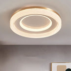 Modern Luxury Round Dome Hardware Acrylic Crystal Sand LED Flush Mount Ceiling Light For Bedroom
