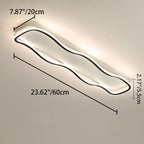 Contemporary Creative Rectangle Wave Linear Iron Aluminum Silicone LED Flush Mount Ceiling Light For Bedroom