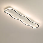 Contemporary Creative Rectangle Wave Linear Iron Aluminum Silicone LED Flush Mount Ceiling Light For Bedroom