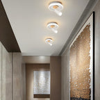 Contemporary Scandinavian Round Cylinder Iron Wood Acrylic LED Spotlight Semi-Flush Mount Ceiling Light For Bedroom