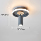 Contemporary Scandinavian Round Cylinder Iron Wood Acrylic LED Spotlight Semi-Flush Mount Ceiling Light For Bedroom