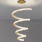 Modern Luxury Spiral Stainless Steel Crystal LED Chandelier for Living Room BulbSquare