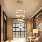 Modern Luxury Spiral Stainless Steel Crystal LED Chandelier for Living Room BulbSquare