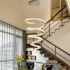 Modern Luxury Spiral Stainless Steel Crystal LED Chandelier for Living Room BulbSquare