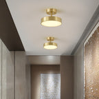 Modern Minimalist Round Dome Copper Acrylic LED Semi-Flush Mount Ceiling Light For Hallway