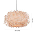 Contemporary Creative Bird's Nest Shape Round Rattan 1-Light Pendant Light For Dining Room