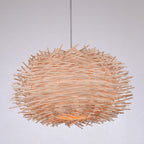 Contemporary Creative Bird's Nest Shape Round Rattan 1-Light Pendant Light For Dining Room