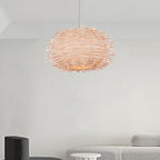 Contemporary Creative Bird's Nest Shape Round Rattan 1-Light Pendant Light For Dining Room