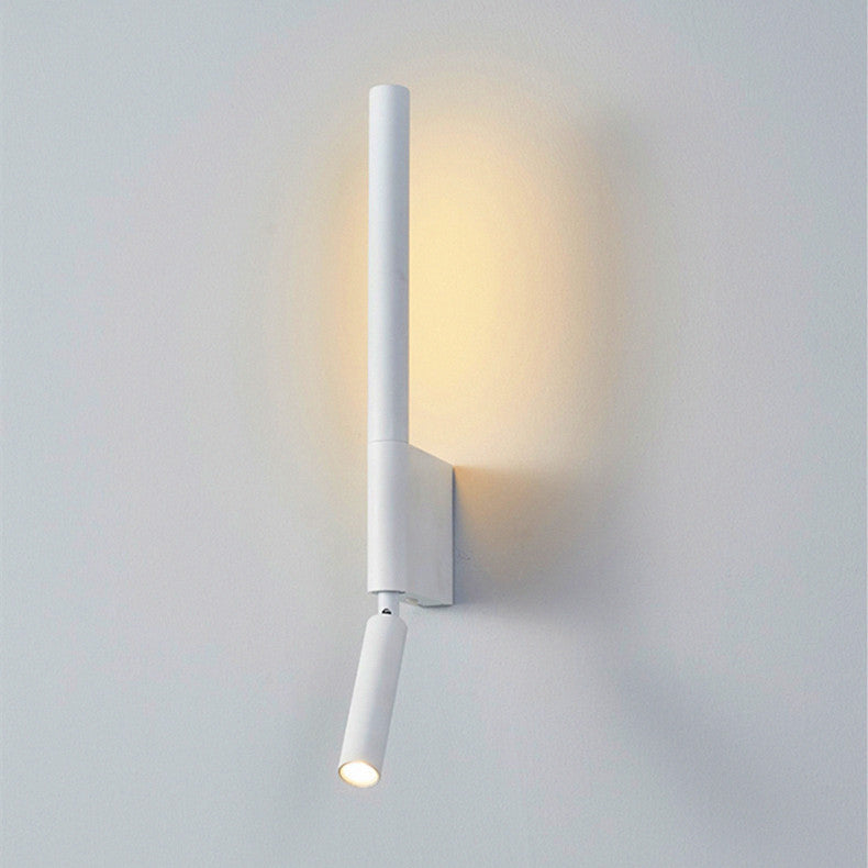 Modern Minimalist Pull Up Rotating Cylinder Linear PVC Iron Aluminum LED Wall Sconce Lamp For Bedroom