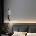 Modern Minimalist Pull Up Rotating Cylinder Linear PVC Iron Aluminum LED Wall Sconce Lamp For Bedroom