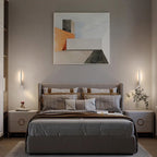 Modern Minimalist Pull Up Rotating Cylinder Linear PVC Iron Aluminum LED Wall Sconce Lamp For Bedroom