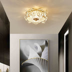 Modern Luxury Round Dome Iron Glass LED Flush Mount Ceiling Light For Bedroom