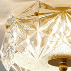 Modern Luxury Round Dome Iron Glass LED Flush Mount Ceiling Light For Bedroom