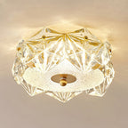 Modern Luxury Round Dome Iron Glass LED Flush Mount Ceiling Light For Bedroom