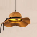 Contemporary Creative Hat Shape Round Straw Vine 1-Light Pendant Light For Living Room