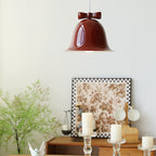 Contemporary Scandinavian Cream Bell Bow Tie Round Iron 1-Light Pendant Light For Bedroom