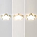 Contemporary Creative Star Shape Rubberwood Acrylic LED Flush Mount Ceiling Light For Bedroom