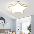 Contemporary Creative Star Shape Rubberwood Acrylic LED Flush Mount Ceiling Light For Bedroom