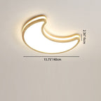 Contemporary Creative Moon Shape Rubberwood Acrylic LED Flush Mount Ceiling Light For Bedroom