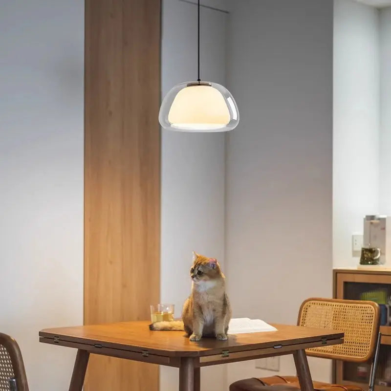 Contemporary Creative Cream Jelly Oval Iron Glass 1-light Pendant Light for Bedroom BulbSquare