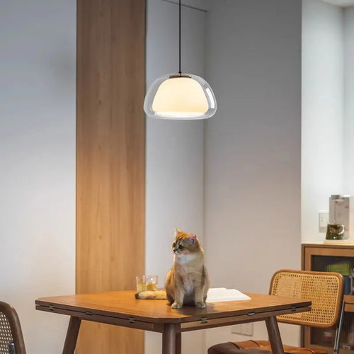 Contemporary Creative Cream Jelly Oval Iron Glass 1-light Pendant Light for Bedroom BulbSquare