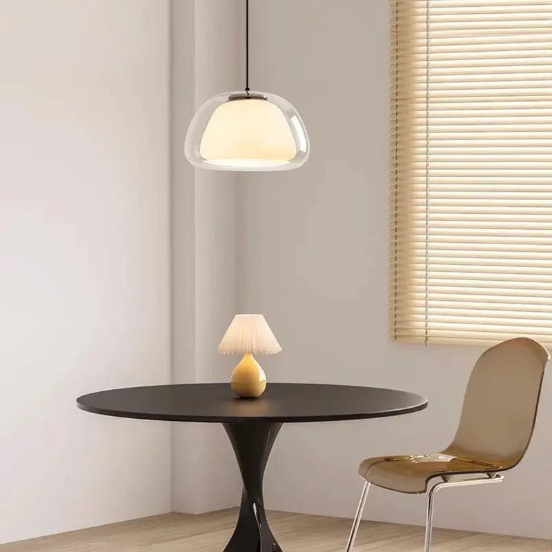 Contemporary Creative Cream Jelly Oval Iron Glass 1-light Pendant Light for Bedroom BulbSquare