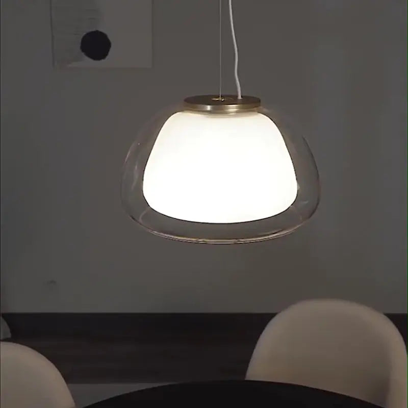 Contemporary Creative Cream Jelly Oval Iron Glass 1-light Pendant Light for Bedroom BulbSquare