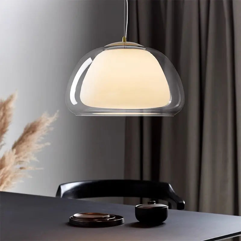 Contemporary Creative Cream Jelly Oval Iron Glass 1-light Pendant Light for Bedroom BulbSquare