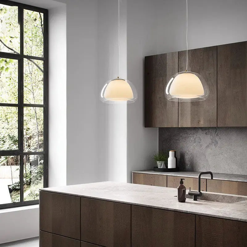 Contemporary Creative Cream Jelly Oval Iron Glass 1-light Pendant Light for Bedroom BulbSquare
