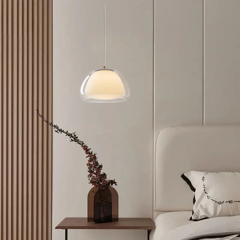Contemporary Creative Cream Jelly Oval Iron Glass 1-light Pendant Light for Bedroom BulbSquare