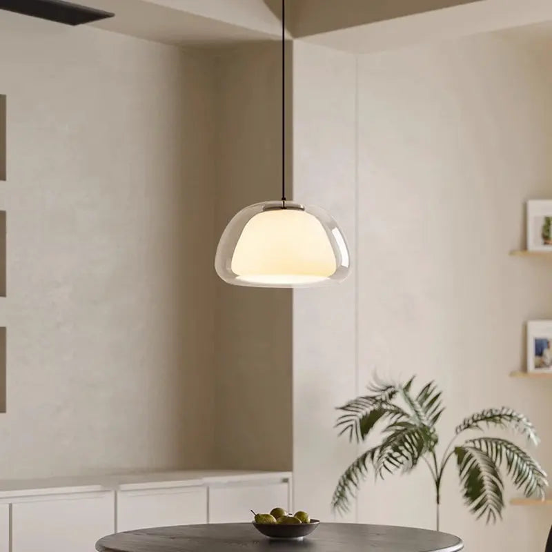 Contemporary Creative Cream Jelly Oval Iron Glass 1-light Pendant Light for Bedroom BulbSquare