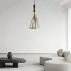 Modern Art Deco Cone Prism Copper Glass 1-Light Pendant Light For Bedroom