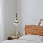 Modern Art Deco Cone Prism Copper Glass 1-Light Pendant Light For Bedroom