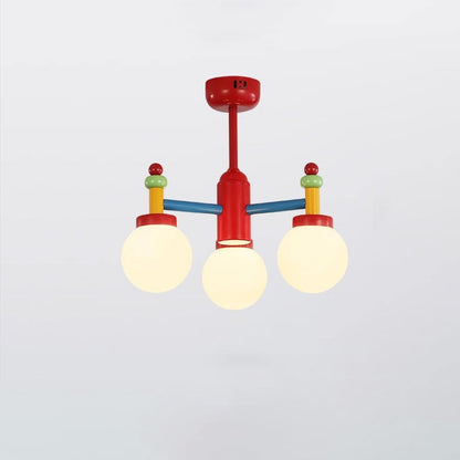Modern Art Deco Kids Cartoon Colorful Magic Beans Round Orb Iron Glass 3/5 Light Semi-Flush Mount Ceiling Light For Bedroom
