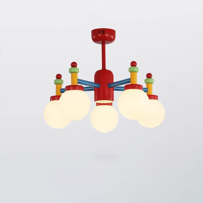 Modern Art Deco Kids Cartoon Colorful Magic Beans Round Orb Iron Glass 3/5 Light Semi-Flush Mount Ceiling Light For Bedroom
