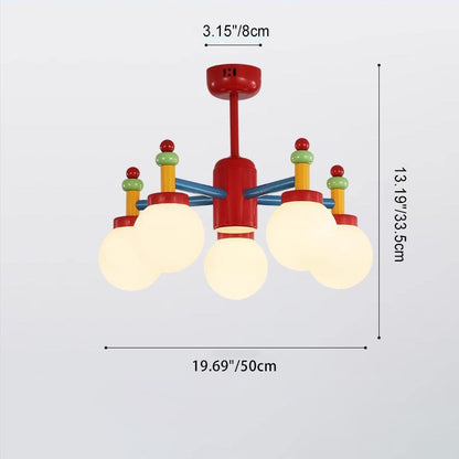 Modern Art Deco Kids Cartoon Colorful Magic Beans Round Orb Iron Glass 3/5 Light Semi-Flush Mount Ceiling Light For Bedroom