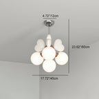 Contemporary Scandinavian Cream Love Heart Kids Round Orb Metal Resin Pe 4/6 Light Chandelier for Bedroom BulbSquare