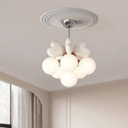 Contemporary Scandinavian Cream Love Heart Kids Round Orb Metal Resin Pe 4/6 Light Chandelier for Bedroom BulbSquare