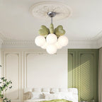 Contemporary Scandinavian Cream Love Heart Kids Round Orb Metal Resin Pe 4/6 Light Chandelier for Bedroom BulbSquare