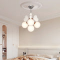 Contemporary Scandinavian Cream Love Heart Kids Round Orb Metal Resin Pe 4/6 Light Chandelier for Bedroom BulbSquare