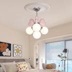 Contemporary Scandinavian Cream Love Heart Kids Round Orb Metal Resin Pe 4/6 Light Chandelier for Bedroom BulbSquare