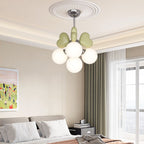 Contemporary Scandinavian Cream Love Heart Kids Round Orb Metal Resin Pe 4/6 Light Chandelier for Bedroom BulbSquare