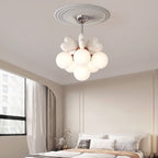 Contemporary Scandinavian Cream Love Heart Kids Round Orb Metal Resin Pe 4/6 Light Chandelier for Bedroom BulbSquare