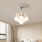 Contemporary Scandinavian Cream Love Heart Kids Round Orb Metal Resin Pe 4/6 Light Chandelier for Bedroom BulbSquare