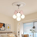 Contemporary Scandinavian Cream Love Heart Kids Round Orb Metal Resin Pe 4/6 Light Chandelier for Bedroom BulbSquare