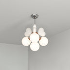 Contemporary Scandinavian Cream Love Heart Kids Round Orb Metal Resin Pe 4/6 Light Chandelier for Bedroom BulbSquare