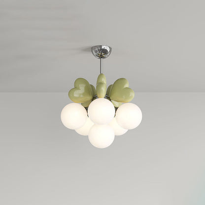 Contemporary Scandinavian Cream Love Heart Kids Round Orb Metal Resin Pe 4/6 Light Chandelier for Bedroom