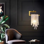 Modern Luxury Teardrop Shape Irregular Rectangle Copper Glass 1-light Pendant Light for Bedroom